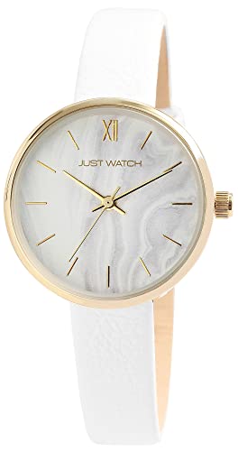 JUST WATCH Damen-Uhr Emilia Leder Dornschließe Mode Trend Analog Quarz JW10181 (weiß) von JUST WATCH