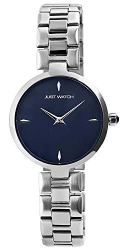 Just Watch Damen-Uhr Gliederarmband Edelstahl Faltschließe JW295 Analog JW10144 (silberfarbig dunkelblau) von Just Watch