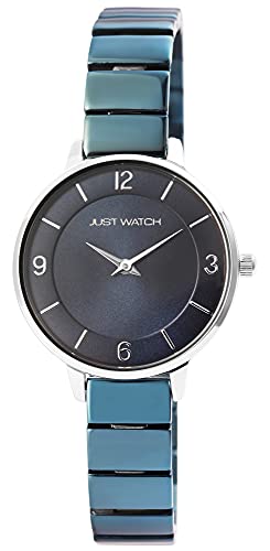 JUST WATCH Riana Damen-Uhr Gliederarmband Edelstahl Faltschließe Analog JW1014 (blau) von JUST WATCH