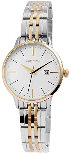 Just Watch Damen-Uhr JW149 Edelstahl Faltschließe Datum Analog Quarz JW10086 (silberfarbig/goldfarbig) von Just Watch