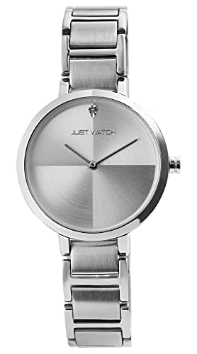 JUST WATCH Damen-Uhr JW297 Edelstahl Gliederband Faltschließe Strass JW10146 (silberfarbig) von JUST WATCH