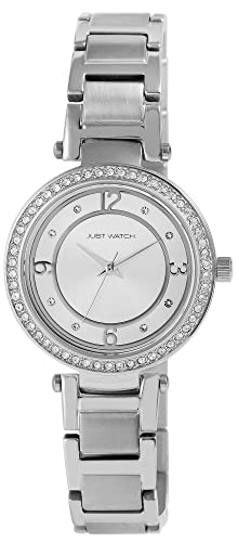 JUST WATCH Damen-Uhr Maurin Edelstahl Similistein Analog Quarz JW10176 (silberfarbig) von JUST WATCH