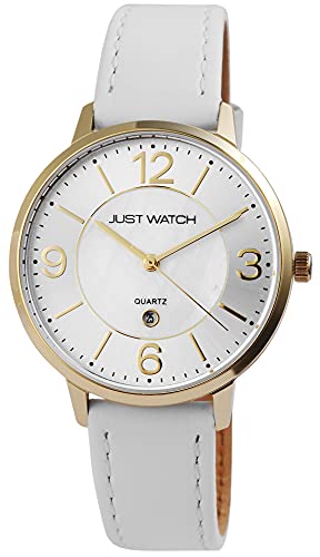 Just Watch Damen-Uhr Meghan Echt Leder Datum Elegant Analog Quarz JW10138 (weiß) von Just Watch