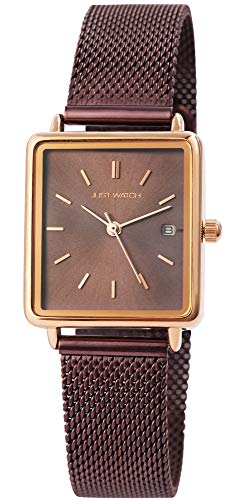 JUST WATCH Damen-Uhr Meshband Edelstahl Hakenverschluss Datum Analog Quarz JW20109 (kupferfarben/roségoldfarbig) von JUST WATCH