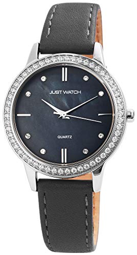 Just Watch Damen-Uhr Obermaterial Echt Leder Strass JW192 Analog Quarz JW10035 (grau) von Just Watch