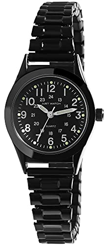 JUST WATCH Damen-Uhr Edelstahl Zugarmband 18cm ⌀27,5mm 14mm schwarz Luminazeiger gut lesbar 24 Std Geschenk für Frauen von JUST WATCH