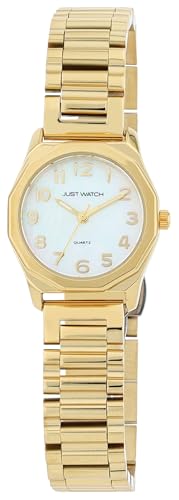 Just Watch Damenuhr Hygla mit Edelstahlband, achteckiges Gehäuse, goldfarben/Perlmutt von Just Watch