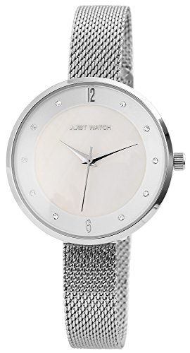 JUST WATCH Damen-Uhr JW161 Milanaiseband Edelstahl Strass Analog Quarz JW10016 von JUST WATCH