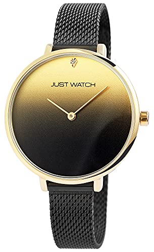 Just Watch Darcie Damen-Uhr Meshband Edelstahl Strass-Steine Analog Quarz JW10131 (schwarz) von Just Watch