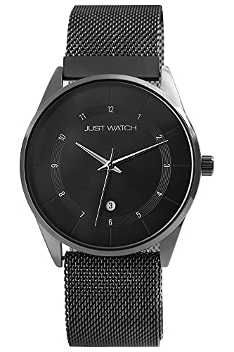 Just Watch Dakota Herren-Uhr Meshband Edelstahl Datum Analog Quarz JW20142 (schwarz) von Just Watch