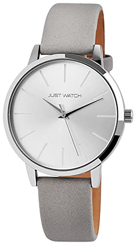 Just Watch Ella Damen-Uhr Echt Leder Dornschließe Analog Quarz elegant JW10093 (grau) von Just Watch