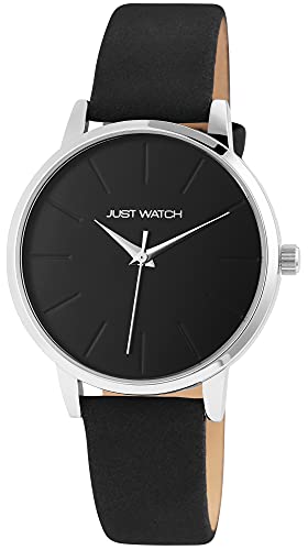 Just Watch Ella Damen-Uhr Echt Leder Dornschließe Analog Quarz elegant JW10093 (schwarz) von Just Watch