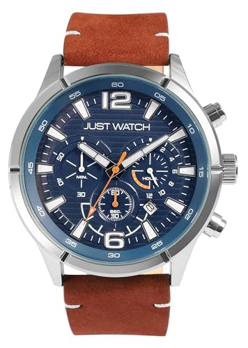 Just Watch Evander Herren-Chronograph Leder 5 Bar Datum Stoppuhr Analog JW20172 (braun) von Just Watch