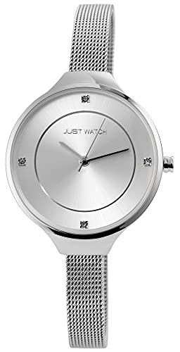 Just Watch Evie Damen-Uhr Edelstahl Meshband Analog Quarz JW10072 (silberfarbig) von Just Watch