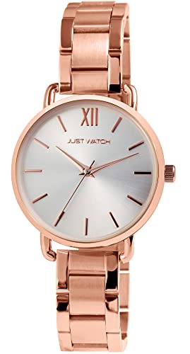 JUST WATCH Felira Damen-Uhr Edelstahl Faltschließe Analog Quarz JW10186 (roségoldfarbig silberfarbig) von JUST WATCH