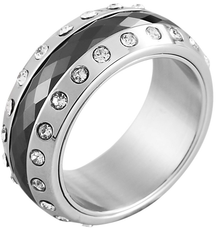 Just Watch Fingerring Ogata Keramik Damenring schwarz/silber Gr. 50 - 64, Damen Ring von Just Watch