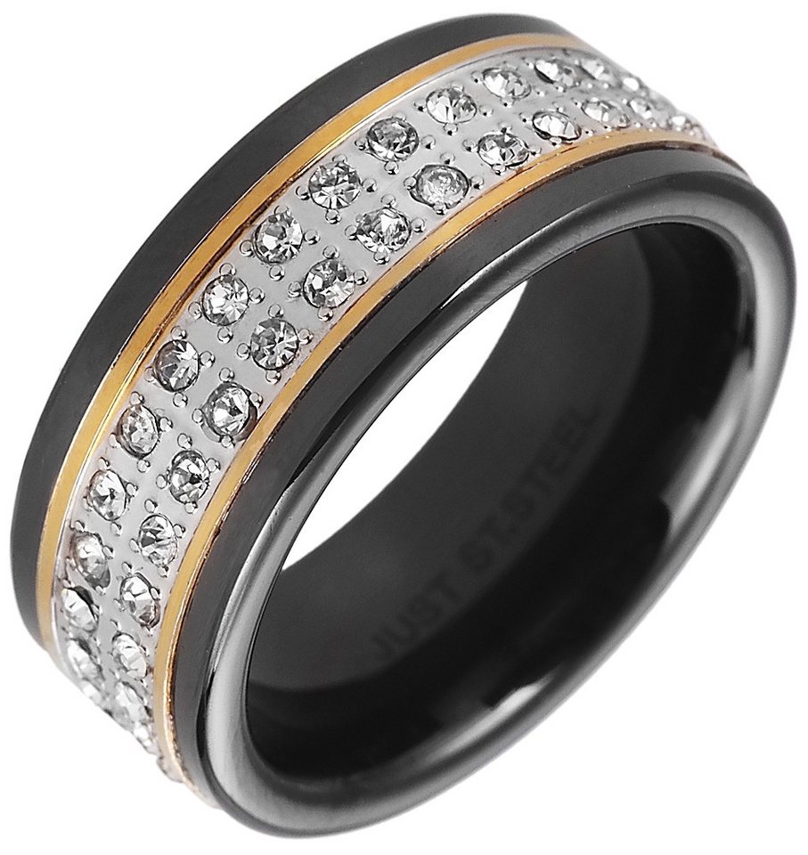 Just Watch Fingerring Petrena Keramik Damenring schwarz/silber Gr. 50 - 64, Damen Ring von Just Watch