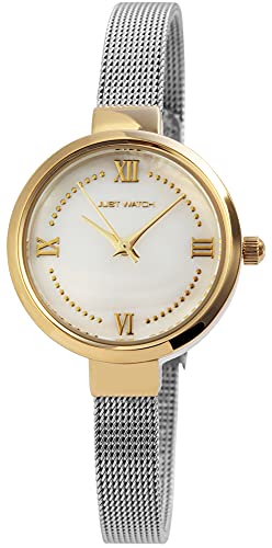 Just Watch Hallie Damen-Uhr Meshband Edelstahl klassisch Analog Quarz JW10074 (silberfarbig goldfarbig) von Just Watch