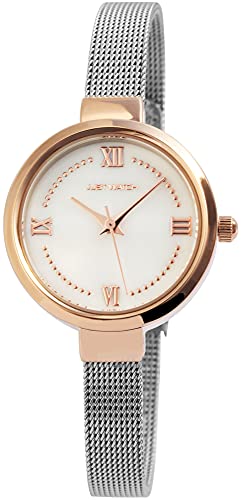 Just Watch Hallie Damen-Uhr Meshband Edelstahl klassisch Analog Quarz JW10074 (silberfarbig roségoldfarbig) von Just Watch