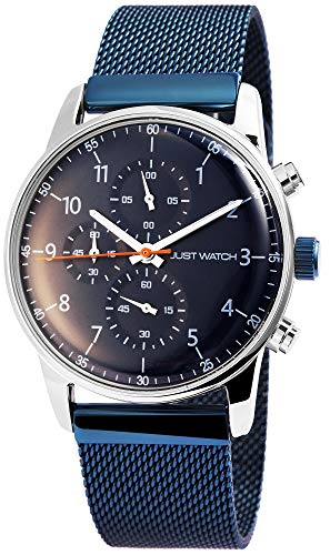 JUST WATCH Herren-Uhr JW028 Milanaiseband Chrono Analog Quarz JW20020 (Blau/Blau) von JUST WATCH