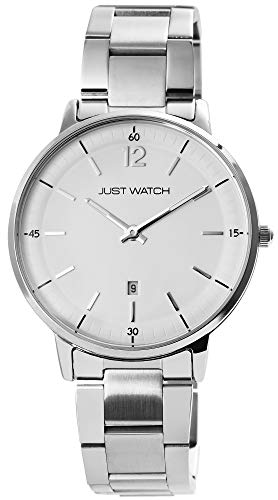 Just Watch Herren-Uhr Echt Edelstahl Datum Leuchtzeiger Analog Quarz JW20133 (silberfarbig) von Just Watch