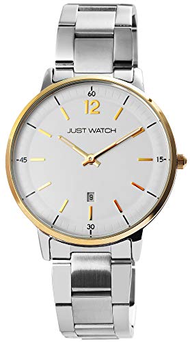 Just Watch Herren-Uhr Echt Edelstahl Datum Leuchtzeiger Analog Quarz JW20133 (silberfarbig weiß) von Just Watch