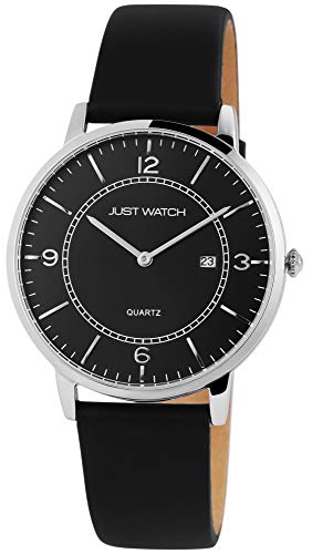 Just Watch Herren-Uhr Echt Leder Datum JW261 Analog Quarz JW20131 (schwarz schwarz) von Just Watch