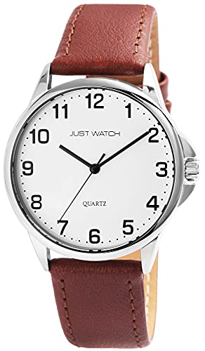 JUST WATCH Herren-Uhr Echt Leder Dornschließe Analog Quarz JW20160 (braun) von JUST WATCH