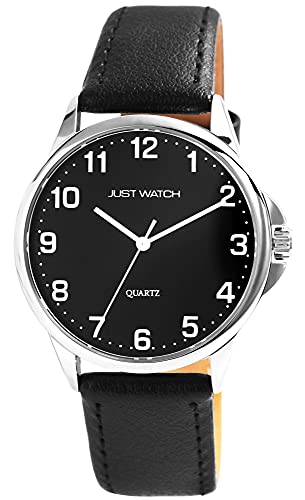 Just Watch Herren-Uhr Echt Leder Dornschließe Analog Quarz JW20160 (schwarz) von Just Watch
