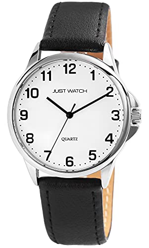 Just Watch Herren-Uhr Echt Leder Dornschließe Analog Quarz JW20160 (schwarz weiß) von Just Watch