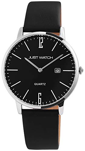 Just Watch Herren-Uhr Echt Leder Dornschließe Datum JW279 Analog Quarz JW20130 (schwarz) von Just Watch