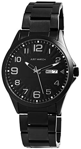 Just Watch Herren Uhr Edelstahl Armband Leuchtzeiger Datum Analog Quarz JW20114 (schwarz) von Just Watch