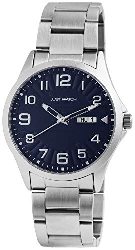 Just Watch Herren Uhr Edelstahl Armband Leuchtzeiger Datum Analog Quarz JW20114 (silberfarbig dunkelau) von Just Watch