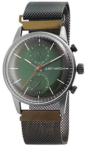 Just Watch Mathew Herren-Uhr Edelstahl Milanaiseband Multifunktion Magnetverschluss JW20140 (anthrazit/olivgrün) von Just Watch