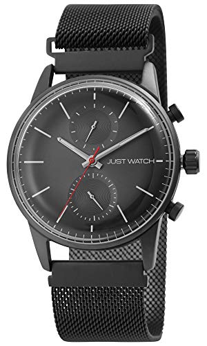 JUST WATCH Mathew Herren-Uhr Edelstahl Milanaiseband Multifunktion Magnetverschluss JW20140 (schwarz) von JUST WATCH