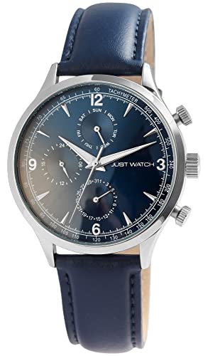 Just Watch Herren-Uhr Menzie Leder Multifunktion Rund Quarz Analog JW20164 (blau) von Just Watch