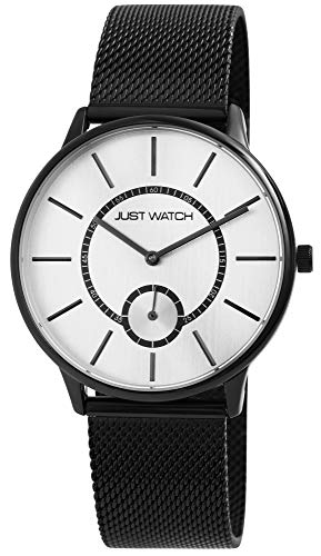 JUST WATCH Herren-Uhr Meshband Edelstahl Hakenverschluss Analog Quarz JW20127 (schwarz/silberfarbig) von JUST WATCH