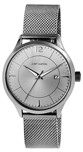 JUST WATCH Herren-Uhr Phille Edelstahl Meshband Datum Analog Quarz JW20162 (anthrazit grau) von JUST WATCH