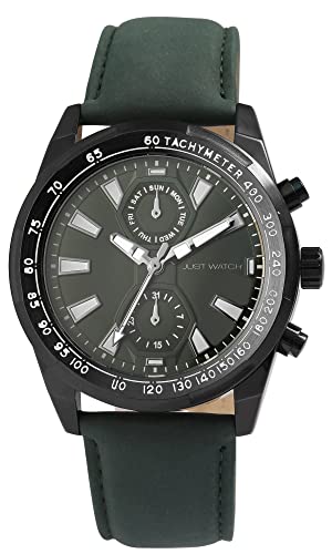 Just Watch Herren-Uhr Thobie Leder Datum Wochentag Analog Quarz JW20165 (dunkelgrün) von Just Watch