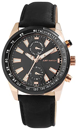 Just Watch Herren-Uhr Thobie Leder Datum Wochentag Analog Quarz JW20165 (schwarz) von Just Watch
