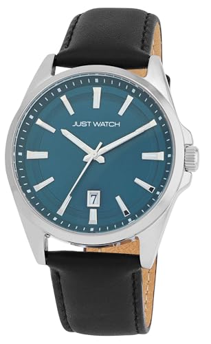 Just Watch Herrenuhr Jona mit Echt Lederband, Ø 42 mm, 5ATM, schwarz/silberfarben/silberfarben (Schwarz/Blau) Just Watch Herrenuhr Jona mit Echt Lederband, Ø 42 mm, 5ATM, schwarz/silberfarben/silberfarben (Schwarz/Blau) von Just Watch