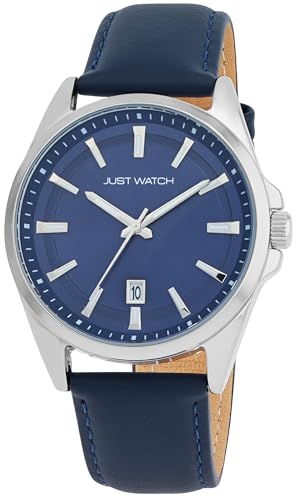 Just Watch Herrenuhr Jona mit Echt Lederband, Ø 42 mm, 5ATM, schwarz/silberfarben/blau Just Watch Herrenuhr Jona mit Echt Lederband, Ø 42 mm, 5ATM, schwarz/silberfarben/blau von Just Watch