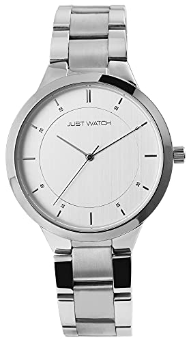 JUST WATCH Josefine Herren-Uhr Edelstahl Faltschließe Analog Quarz JW10152 (silberfarbig) von JUST WATCH