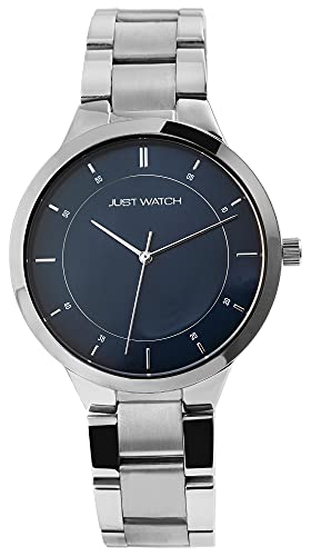 JUST WATCH Josefine Herren-Uhr Edelstahl Faltschließe Analog Quarz JW10152 (silberfarbig blau) von JUST WATCH