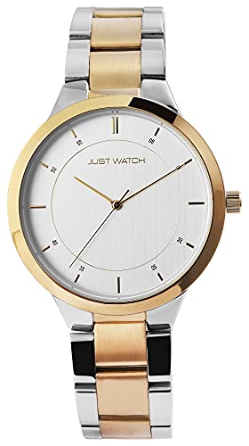 JUST WATCH Josefine Herren-Uhr Edelstahl Faltschließe Analog Quarz JW10152 (silberfarbig goldfarbig) von JUST WATCH