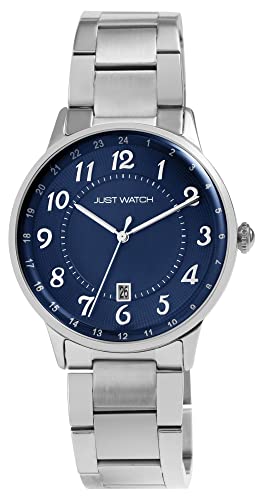 Just Watch Lieran Herren-Uhr Edelstahl Datum Analog Quarz JW20171 (silberfarbig blau) von Just Watch
