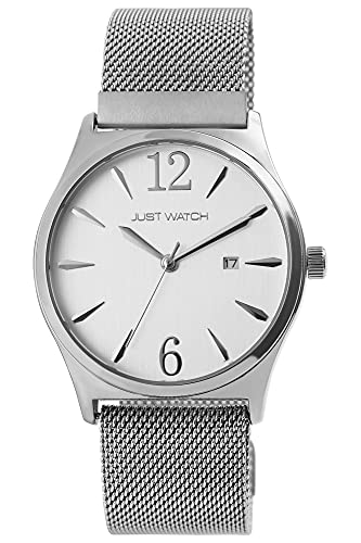 Just Watch Lovelyn Unisex-Uhr Meshband Edelstahl Datum Analog Quarz JW20141 (silberfarbig) von Just Watch