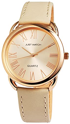 Just Watch Maisie Damen-Uhr Edelstahl Echt Leder klassisch Analog Quarz JW10006 (Leder, Creme) von Just Watch