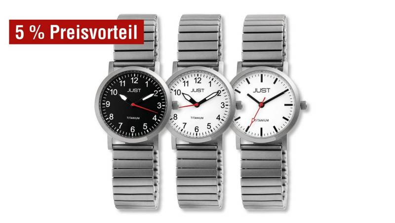 Just Watch Quarzuhr JU10111 Just Damen Titanuhren Titanzugband 3er-Set, 5% von Just Watch