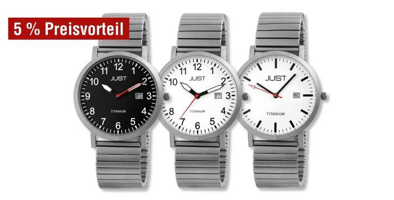 Just Watch Quarzuhr JU20159 Just Herren Titan Uhren mit Titanzugband im 3er-Set, 5% von Just Watch
